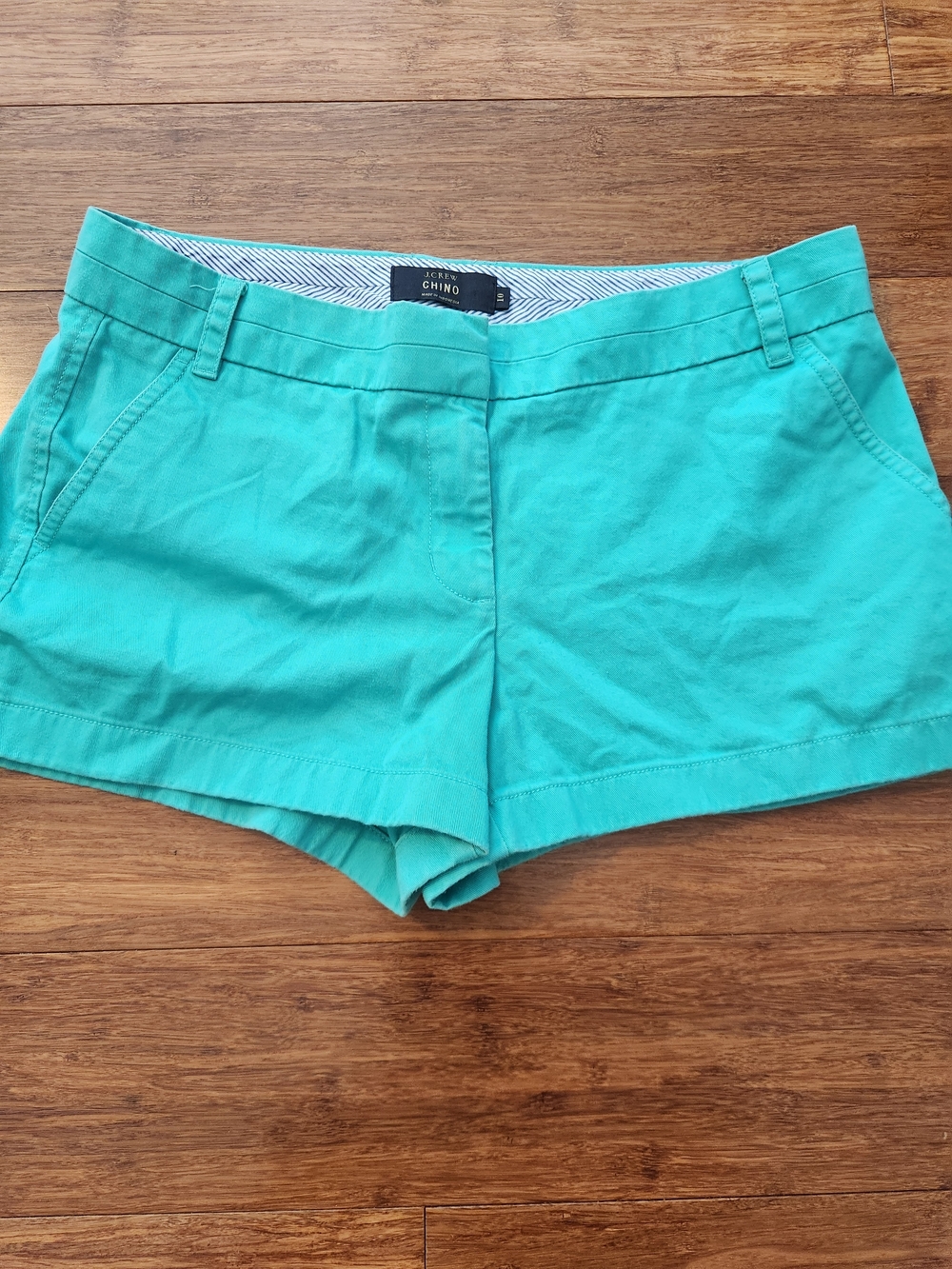 J. Crew Women's Teal 100% Cotton Chino Shorts Preppy Classic, Size 10